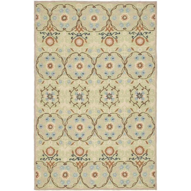 Hand hooked Chelsea Styles Sage Green Wool Rug (39 X 59)