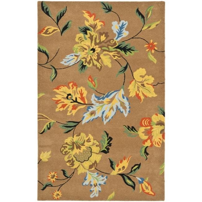 Handmade Soho Brown New Zealand Wool Floral Rug (83 X 11)