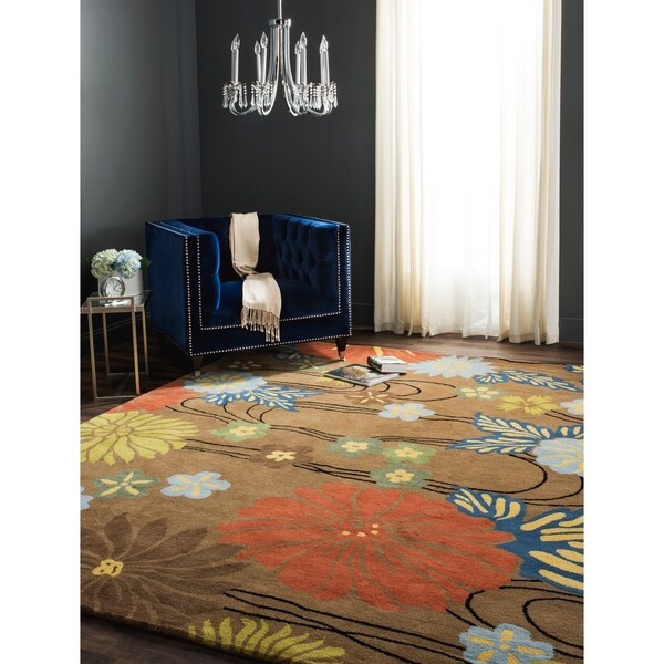 Safavieh Contemporary Handmade Soho Brown New Zealand Wool Rug - 8'3' x 11'