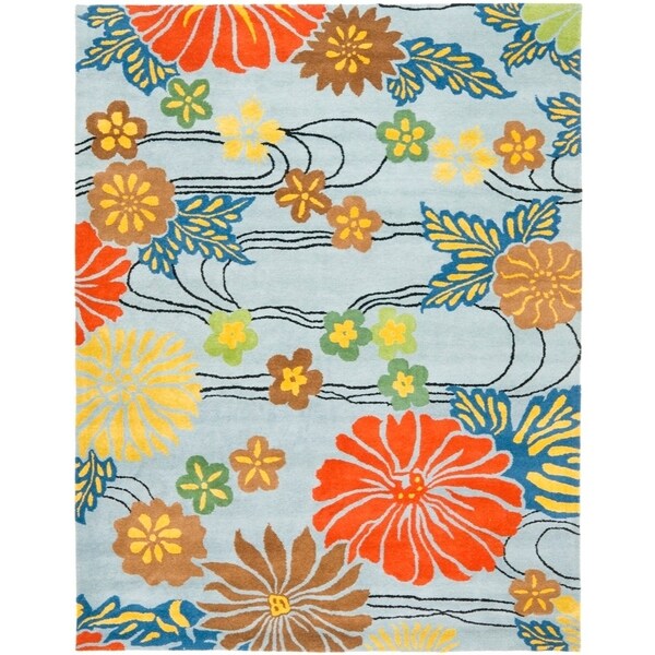 Safavieh Handmade Soho Blue New Zealand Wool Rug - 9'-6" x 13'-6"