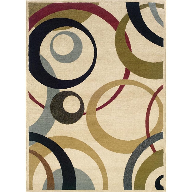 Ivory Geometric Circles Area Rug (710 X 10)