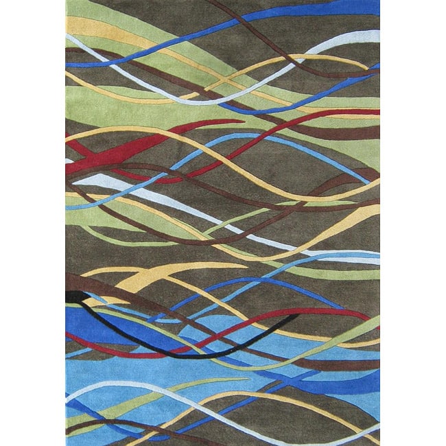 Alliyah Handmade Deep Lichen Green New Zealand Blend Wool Rug - 5' x 8'