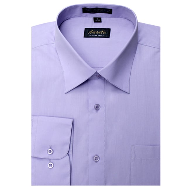 Men's Lavender Wrinkle-free Dress Shirt - 13527796 - Overstock.com ...