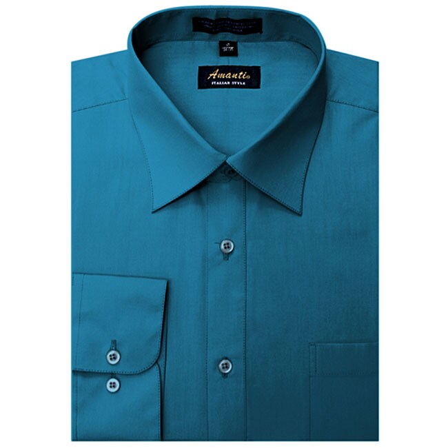 Shop Men's Wrinkle-free Ocean Blue Dress Shirt - Free Shipping On ...