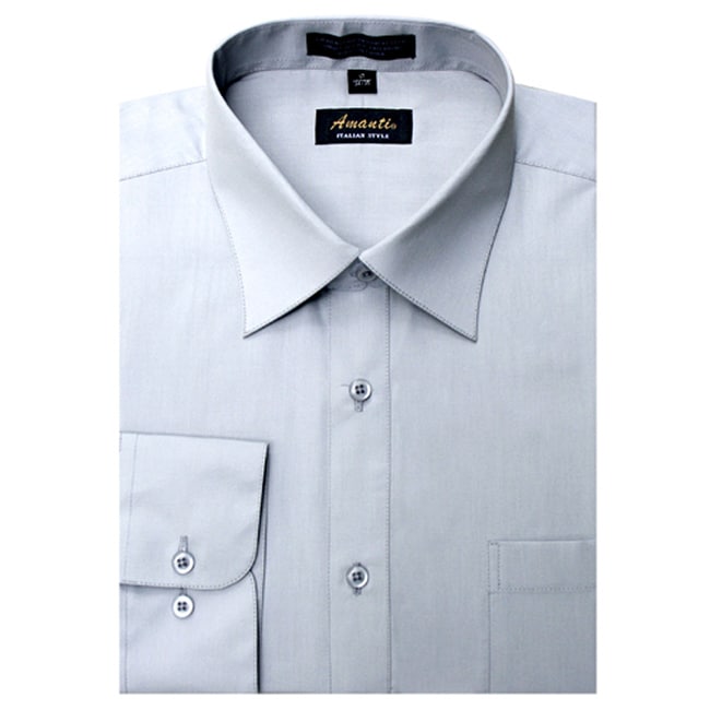 Shop Men's Wrinkle-free Silver Dress Shirt - On Sale - Free Shipping On ...