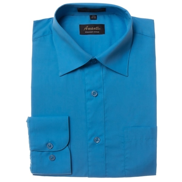 Shop Men's Wrinkle-free Turquoise Dress Shirt - Free Shipping On Orders ...