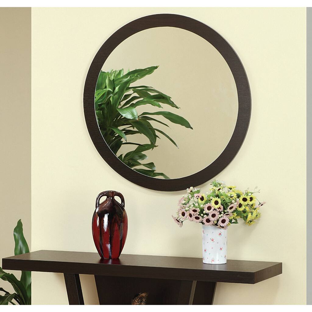 Furniture of America Audrey Coffee Bean Round Mirror