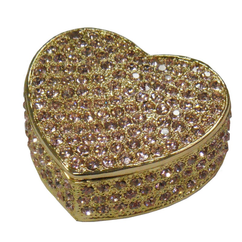 Cristiani Hand jeweled Crystal Pave Pink Heart Pewter Trinket Box