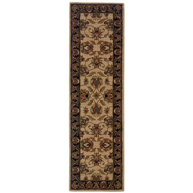 Hand Tufted Beige Black Wool Area Rug 2 3 X 8 On Hand Tufted Beige Black Wool Area Rug 2 X27