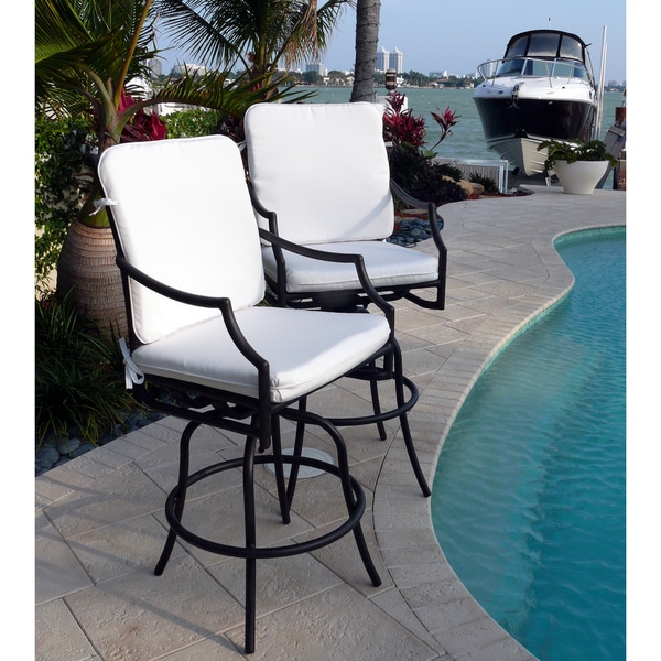 Comfort Care Cast Aluminum with Armrest Outdoor Swivel Barstools (Set