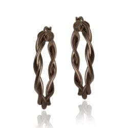 Mondevio Brown Rhodium over Sterling Silver Twist Design Hoop Earrings Mondevio Sterling Silver Earrings