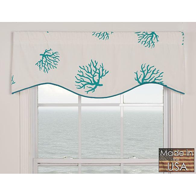 Coral Turquoise Cotton M shaped Valance