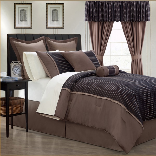 limbo 24-piece brown contemporary bed in a bag with sheet set