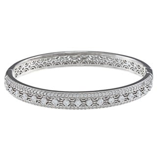 Tacori IV Sterling Silver Cubic Zirconia Lace Crescent Bangle Bracelet Tacori Designer Bracelets