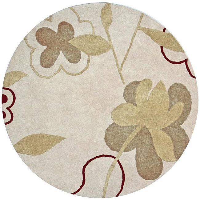 Hand tufted Bloomer Beige Wool Rug (8 Round)