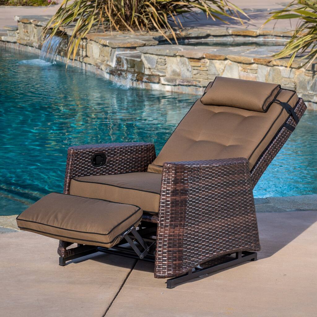 Brown Wicker Outdoor Recliner Rocking Chair by Christopher Knight Home