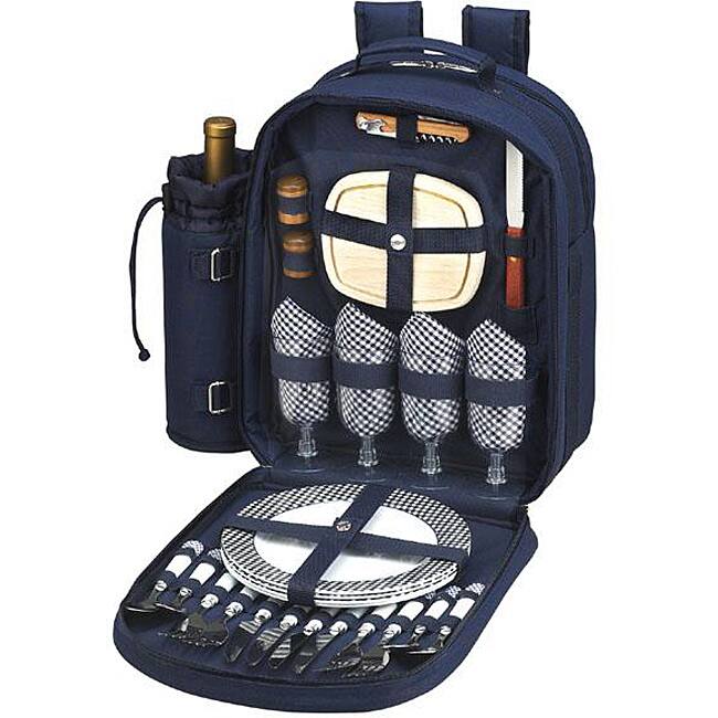 Picnic at Ascot Bold Picnic Backpack for Four - Navy/White