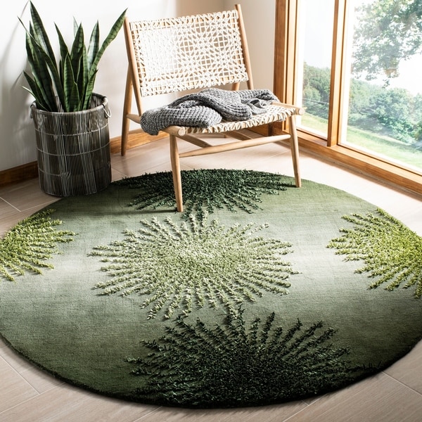 Shop Safavieh Handmade Soho Burst Green New Zealand Wool Rug - 6' x 6