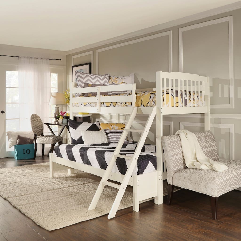 TRIBECCA HOME Simone Soft White Twin/ Full Bunk Bed