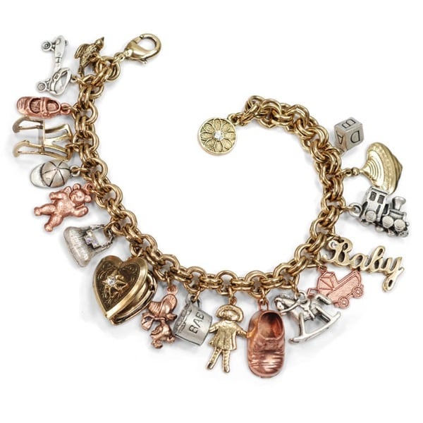 Sweet Romance Vintage Baby Mother Charm Bracelet