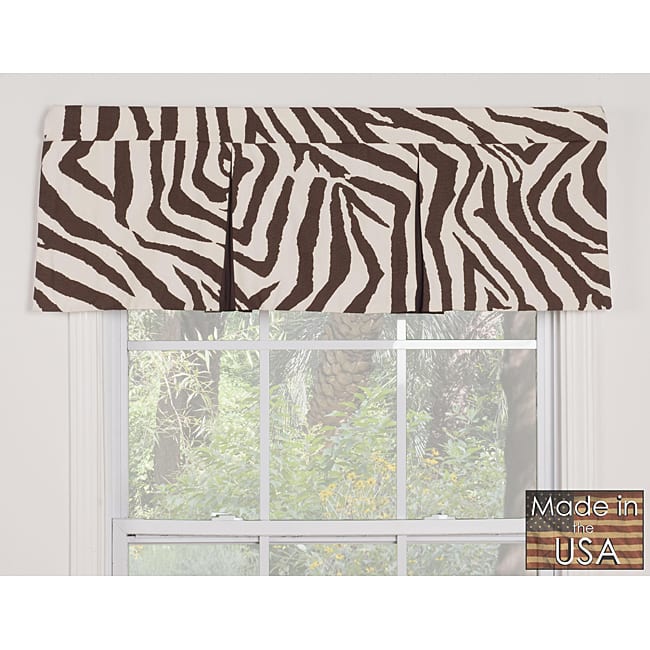 Brown Zebra Cotton Pleated Window Valance
