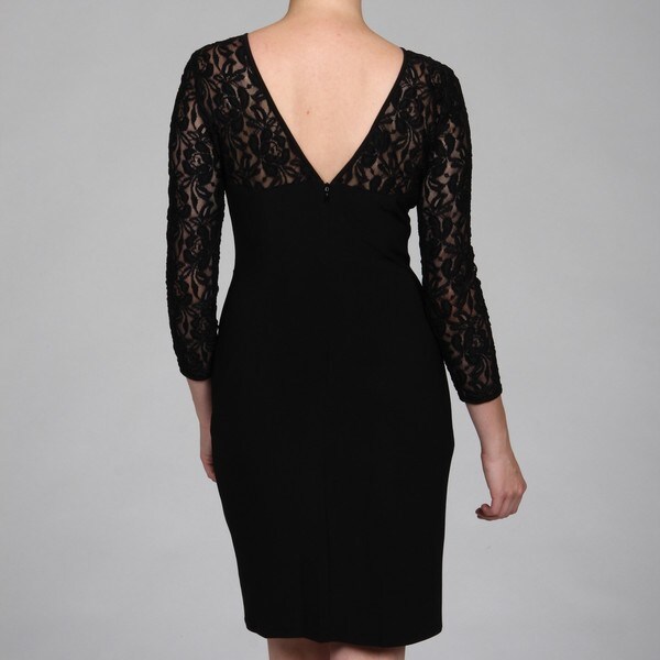 Evan Picone Women's Black Lace Sheer Bodice Dress - 13538960 ...