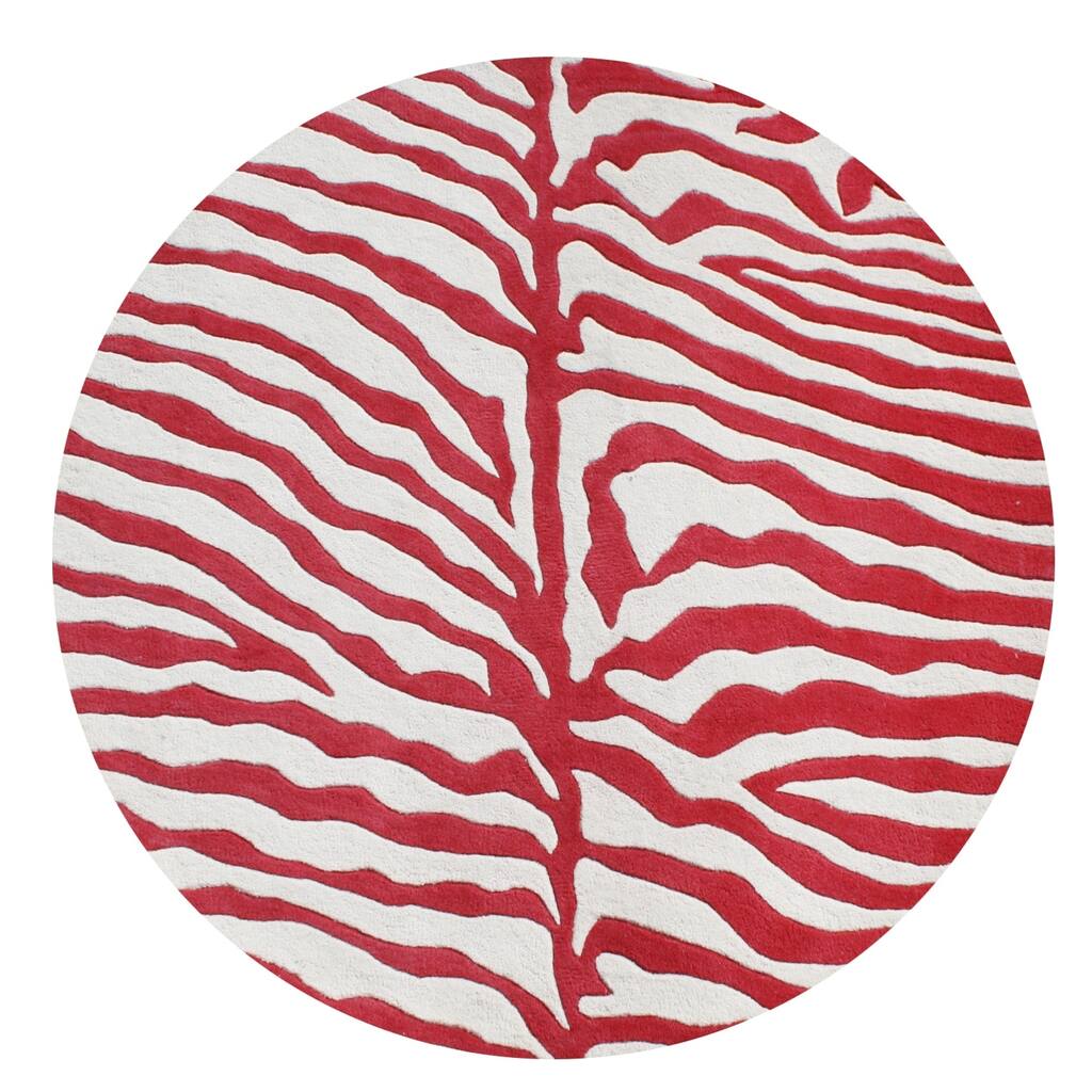 Alliyah Handmade New Zeeland Blend Red Zebra Wool Rug - 6' x 6' Round