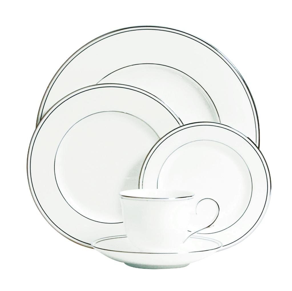 Lenox Federal Platinum 5 piece Place Setting (White, platinumMaterials Bone china accented with platinum bandingCare instructions Dishwasher safeService for 1Number of pieces in set 5Set includes10.75 inch dinner plate8 inch salad plate6 inch bread pla