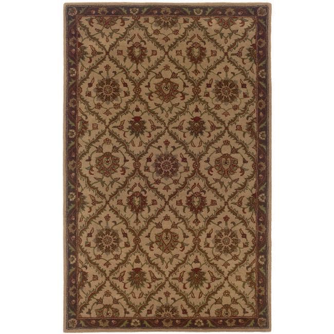 Hand tufted Beige And Brown Wool Area Rug (5 X 8)