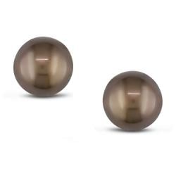 Miadora 14k Yellow Gold Brown Tahitian Pearl Stud Earrings (11 12 mm) Miadora Pearl Earrings