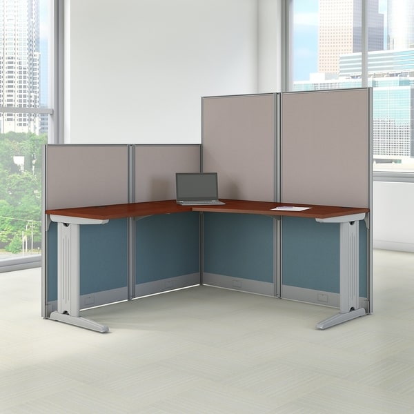 Office In An Hour 65w L Shaped Cubicle Workstation Hansen Cherry Office In An Hour 65w L Shaped Cubicle Workstation Hansen Cherry Brown Grey