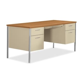 Henley 30-inch Desk - Free Shipping Today - Overstock.com - 11575042 - HON 34000 Series Double Pedestal Desk 60-inch wide x 30-inch deep x 29 1/2- inch high Harvest/Putty