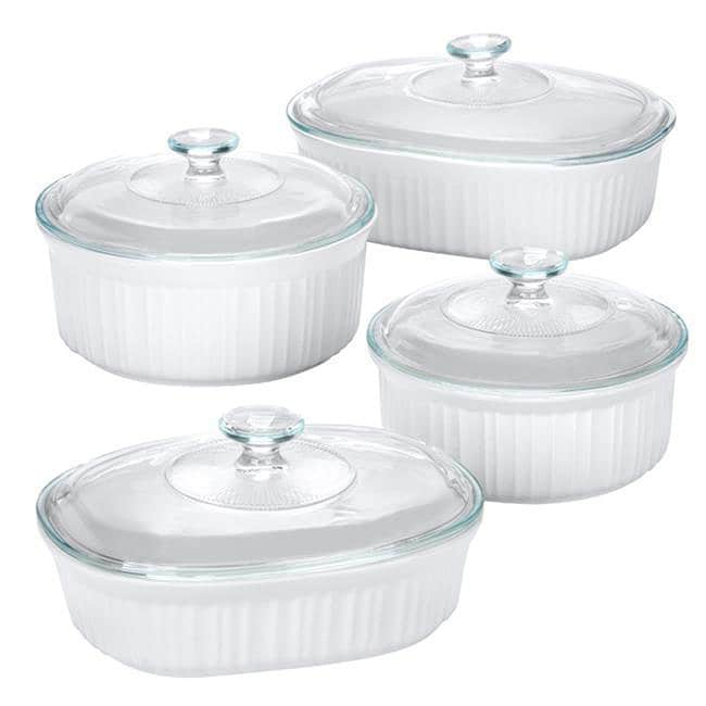 Corningware French White 8 Piece Set Free Shipping Today Overstock   Corningware French White 8 Piece Set L13547380 