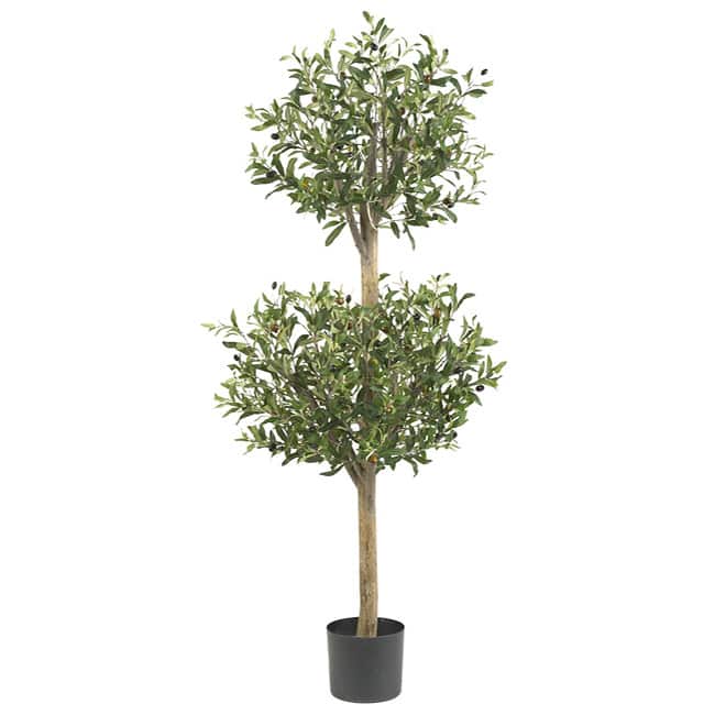 Double Silk 4.5-foot Olive Topiary - Green