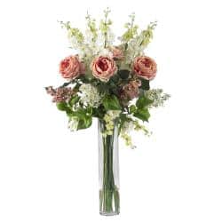 Silk 38-inch Rose/ Delphinium/ Lilac Flower Arrangement