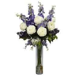 Silk 38-inch Rose/ Delphinium/ Lilac Flower Arrangement