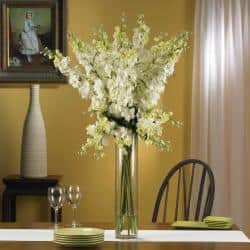 Silk 38-inch Delphinium Flower Arrangement - White - White