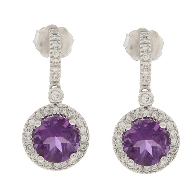Shop Sofia 14k White Gold Amethyst and 1/3ct TDW Diamond Earrings (H-I ...