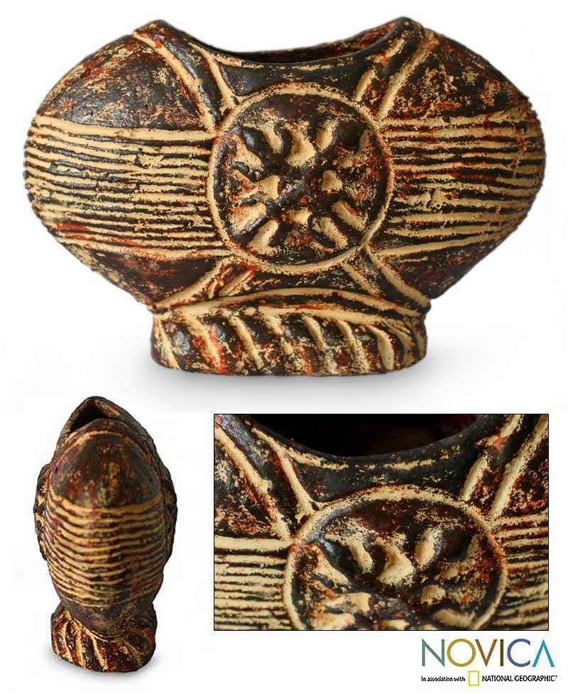 Handcrafted Ceramic 'Unity Fruit' Vase (Ghana)