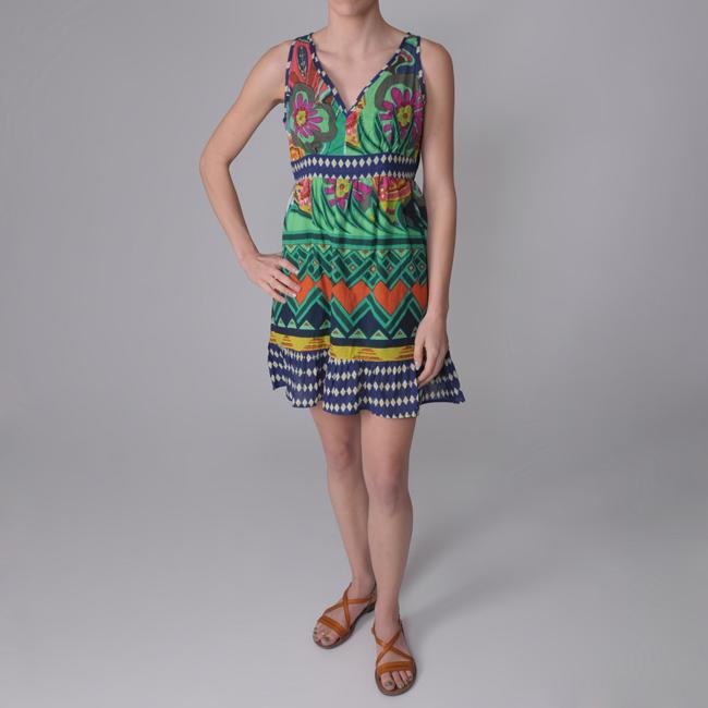 Journee Collection Juniors Mixed Print Sweetheart Neck Tunic Dress