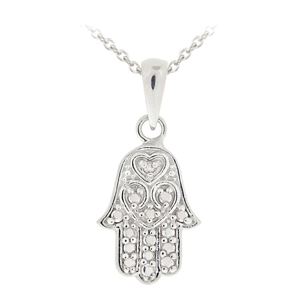 DB Designs Sterling Silver Diamond Accent Hamsa Hand