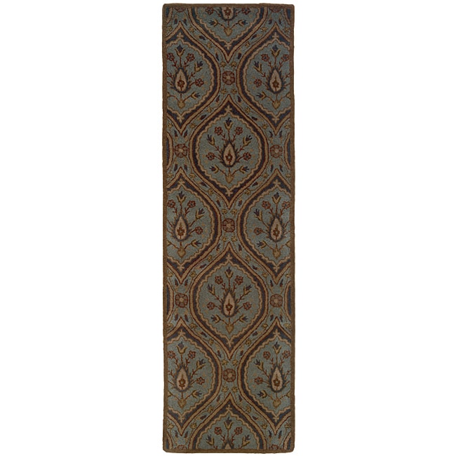 Hand tufted Green Wool Area Rug (23 X 8)