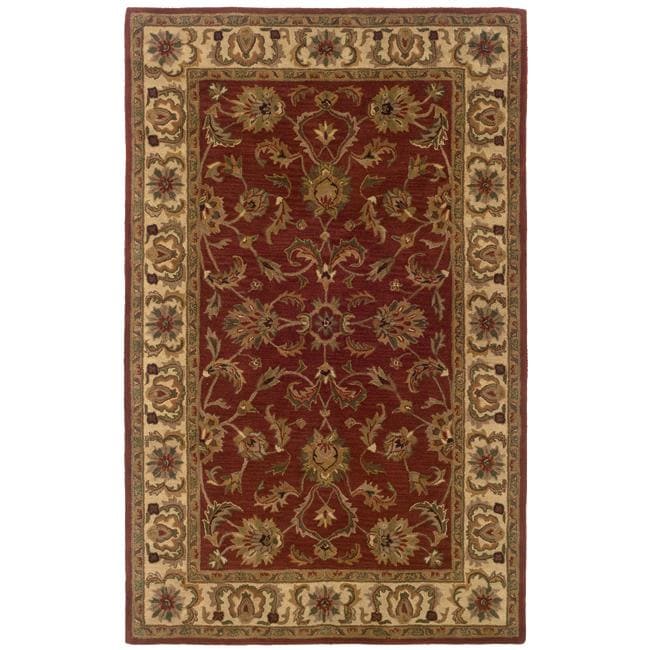 Hand tufted Red And Ivory Wool Rug (36 X 56)