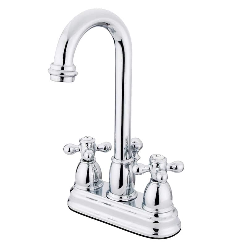 Kingston Brass Chrome High Arc Bathroom Faucet - Silver Cross Handles