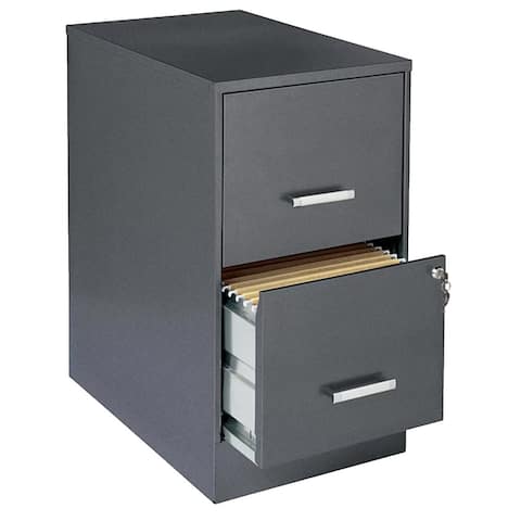 Space Solutions 22" Deep 2-Drawer Metal File Cabinet, Metallic Charcoal