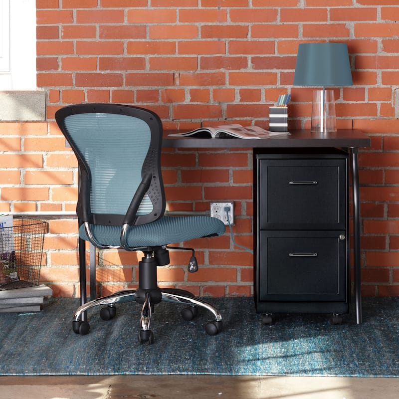 Space Solutions 18" Deep 2-drawer Mobile File Cabinet, Black