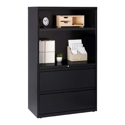Hirsh HL8000 Combo Lateral File Cabinet, 36" Wide 2-drawer 2-shelf