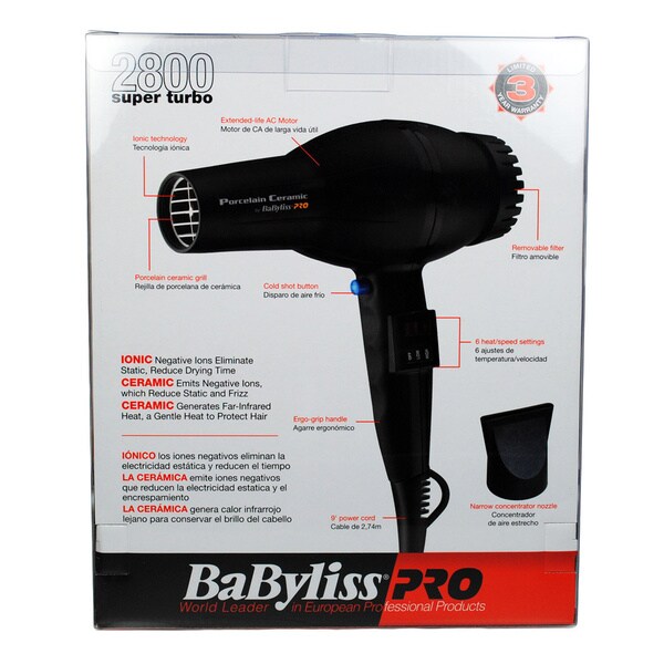 babyliss pro porcelain ceramic hair dryer 2800