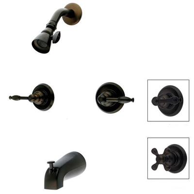 Double-handle Oil Rubbed Bronze Bath Tub and Shower Head Set