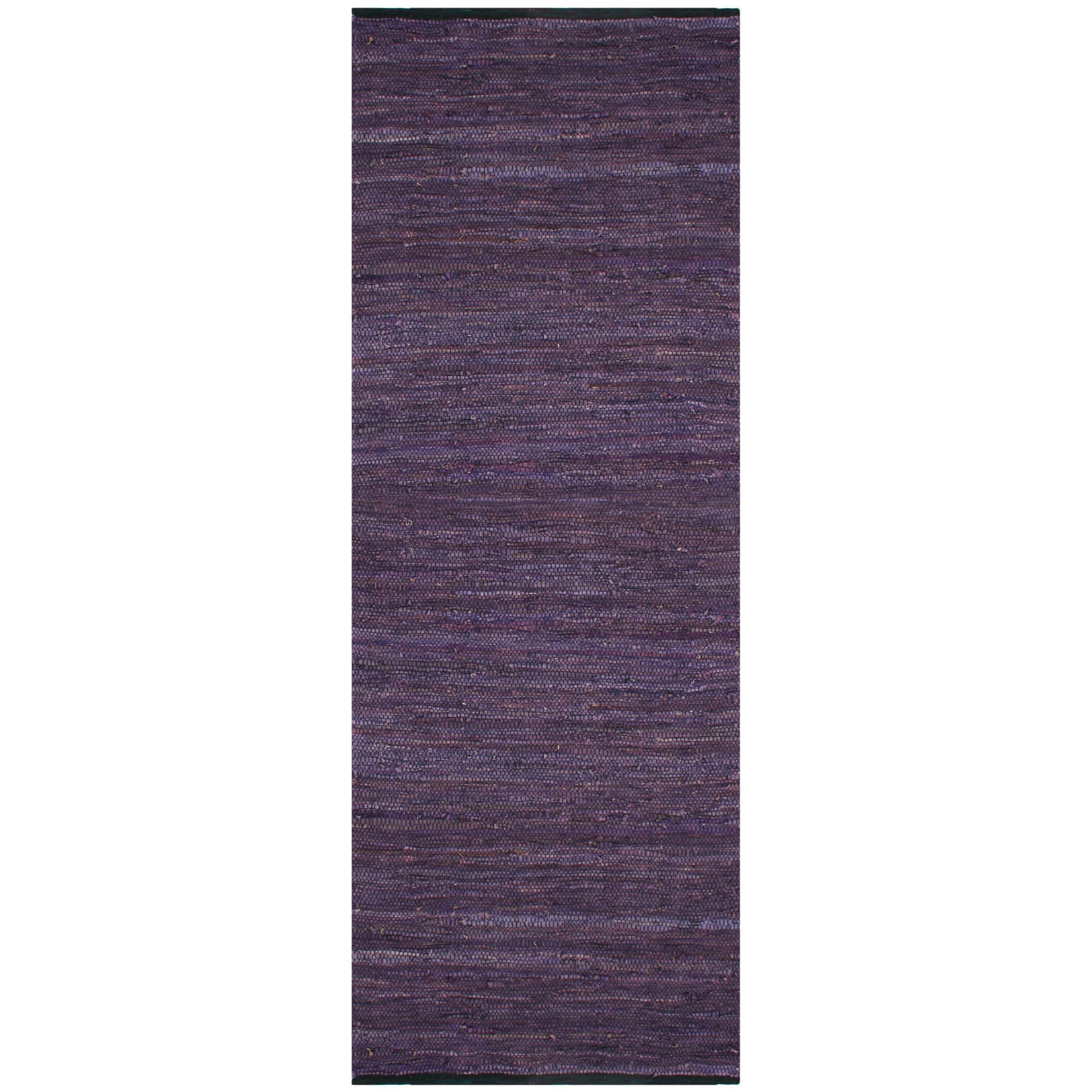 Hand woven Matador Purple Leather Rug (26 X 12)